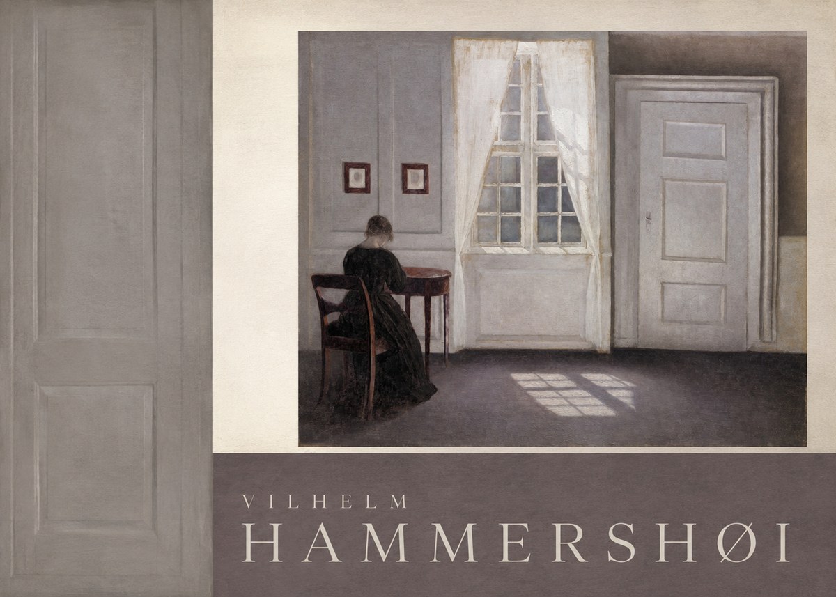 Vilhelm Hammershøi Interior with a Woman at a Table No6 - Plakat