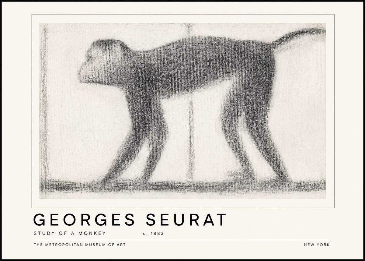 Seurat Study of a Monkey No6 - Plakat