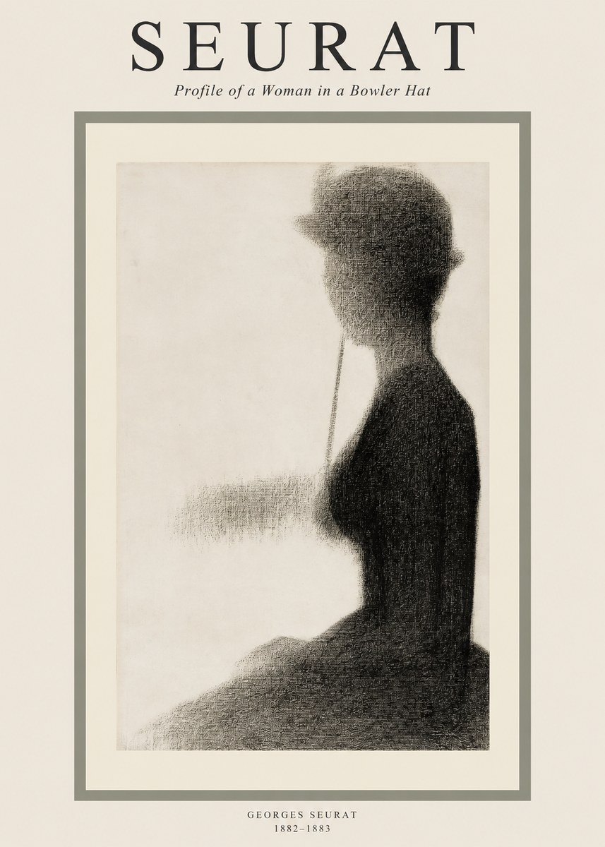 Seurat Profile of a Woman in a Bowler Hat No1 - Plakat