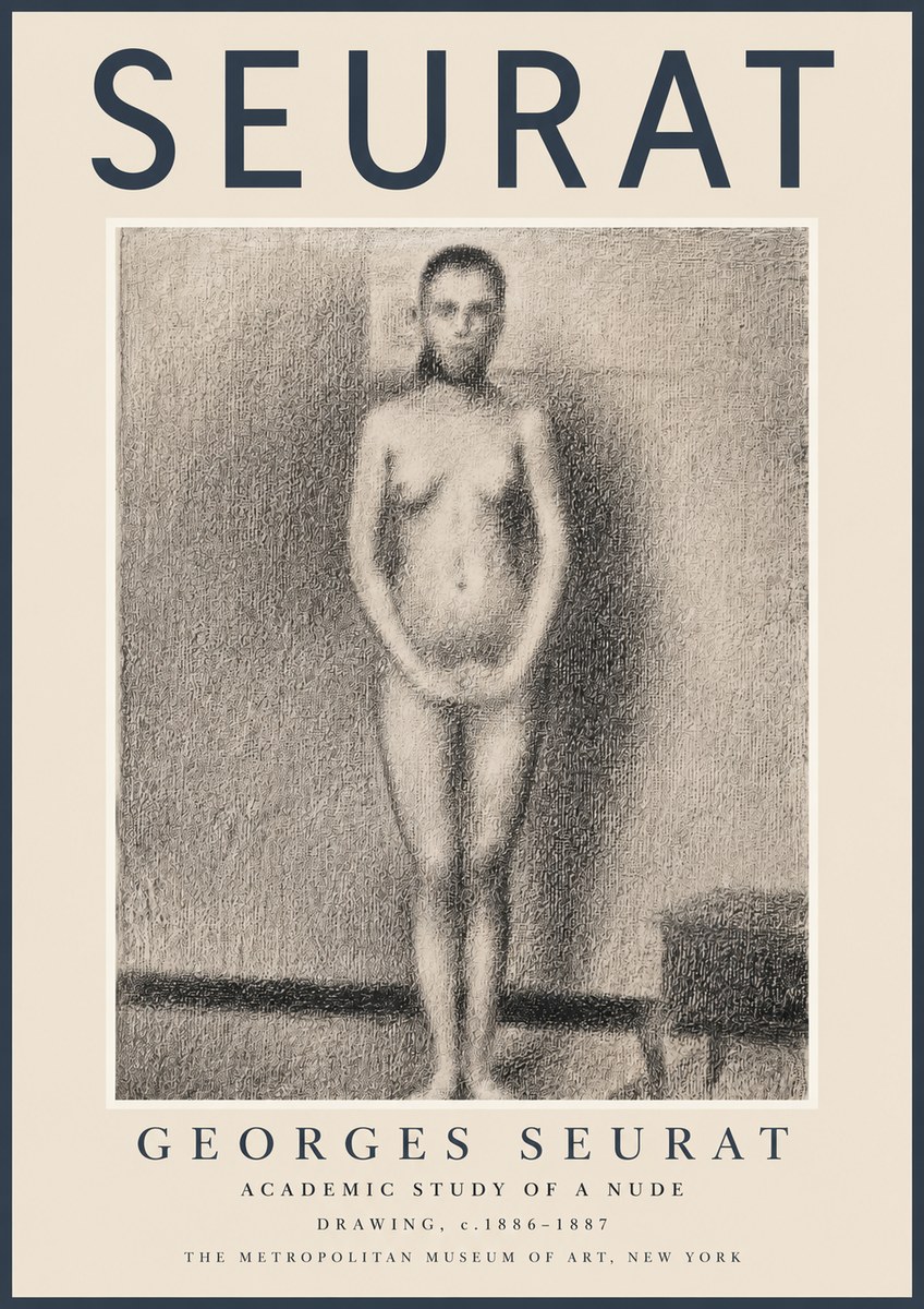 Seurat Academic Study of a Nude No2 - Plakat