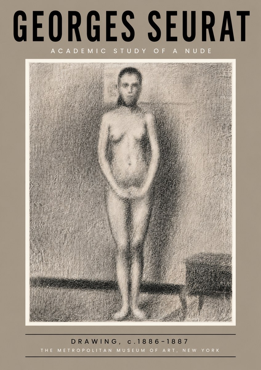 Seurat Academic Study of a Nude No4 - Plakat