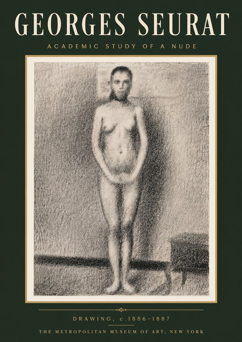 Seurat Academic Study of a Nude No6 - Plakat