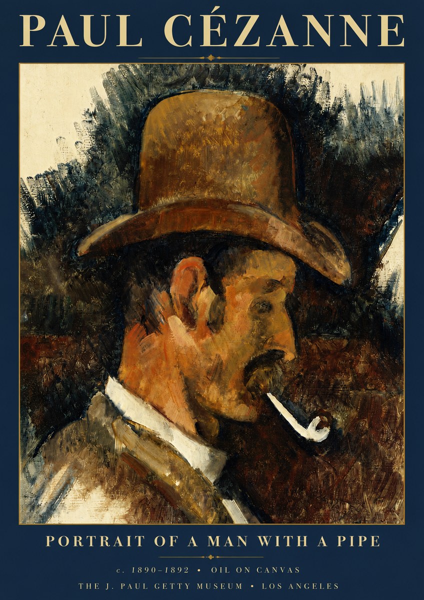 Paul Cézanne Portrait of a Man with a Pipe No5 - Plakat