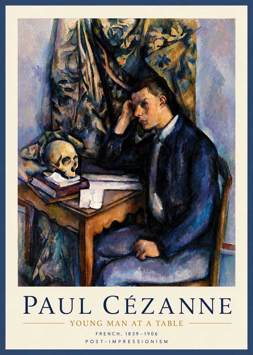 Paul Cézanne Young Man at a Table No3 - Plakat