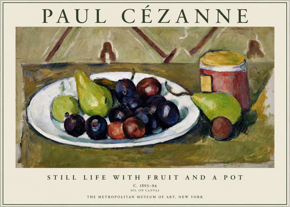Paul Cézanne Still Life with Fruit and a Pot No1 - Plakat