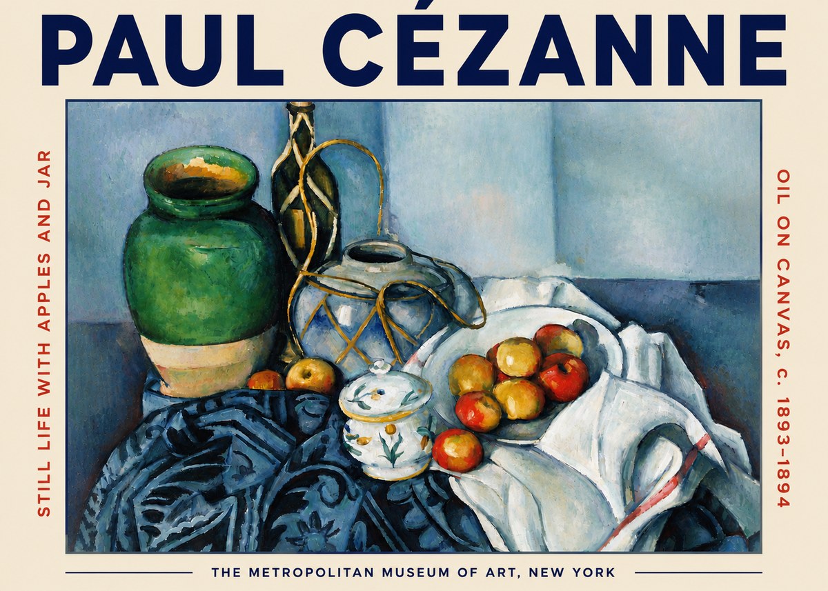 Paul Cézanne Still Life with Apples and Jar No4 - Plakat