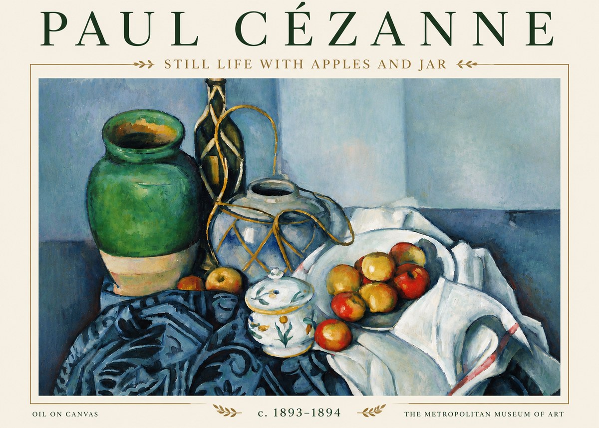 Paul Cézanne Still Life with Apples and Jar No5 - Plakat