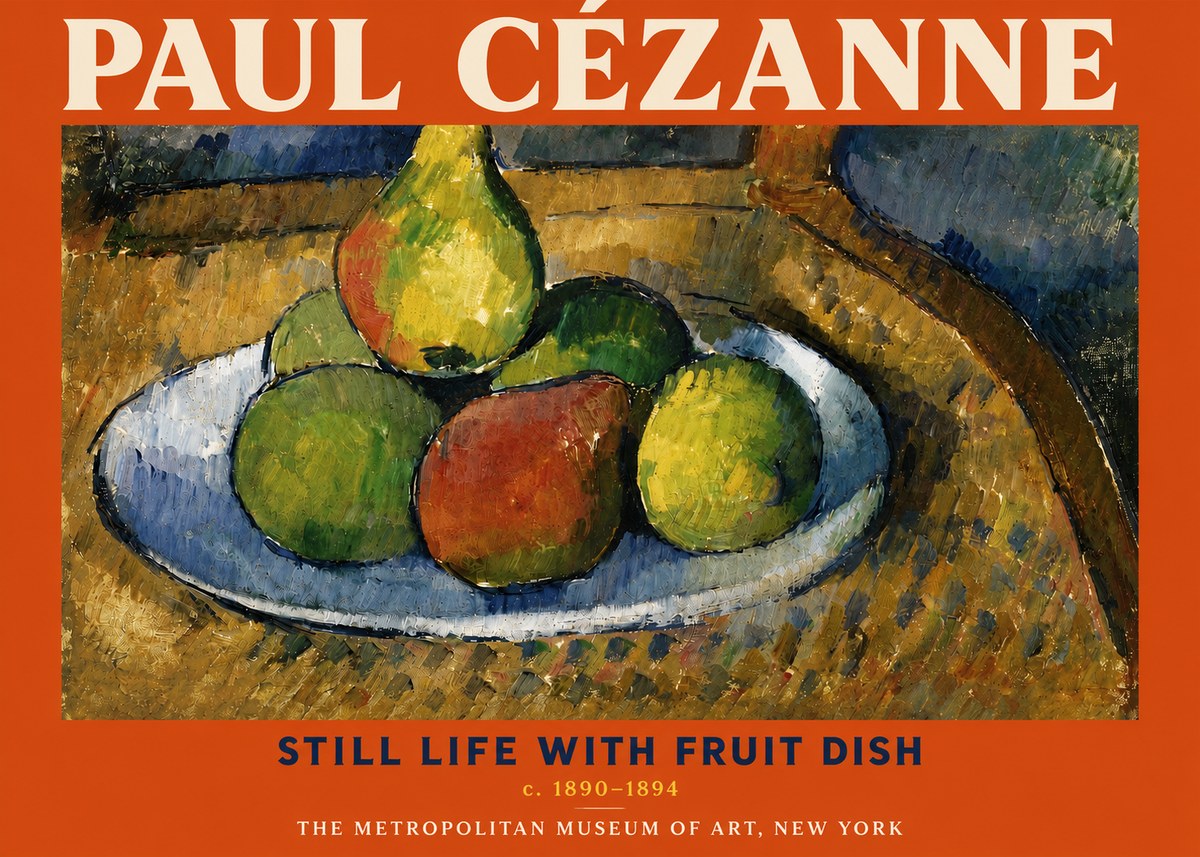 Paul Cézanne Still Life with Fruit Dish No3 - Plakat