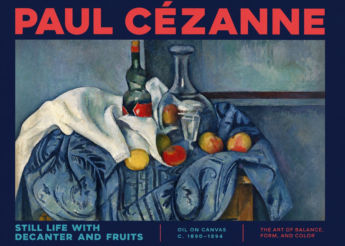 Paul Cézanne Still Life with Decanter and Fruits No2 - Plakat
