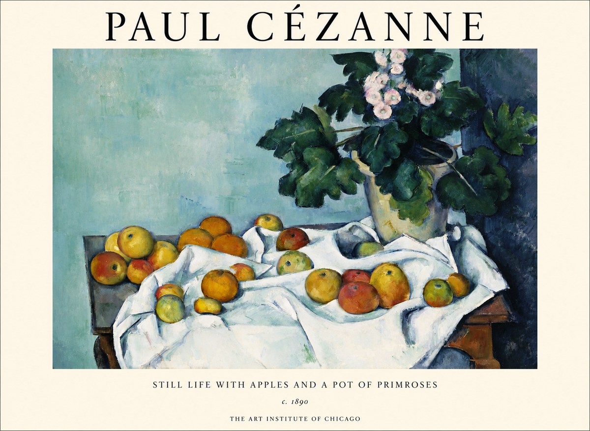 Paul Cézanne Still Life with Apples and a Pot of Primroses No1 - Plakat
