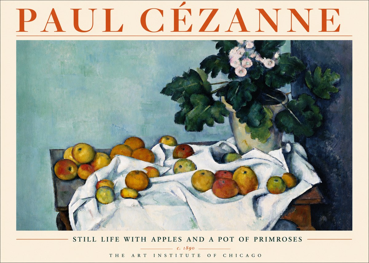 Paul Cézanne Still Life with Apples and a Pot of Primroses No3 - Plakat