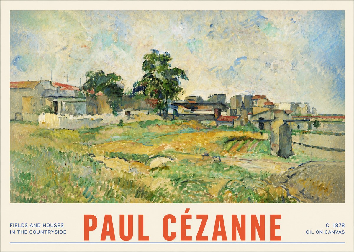 Paul Cézanne Fields and Houses in the Countryside No3 - Plakat