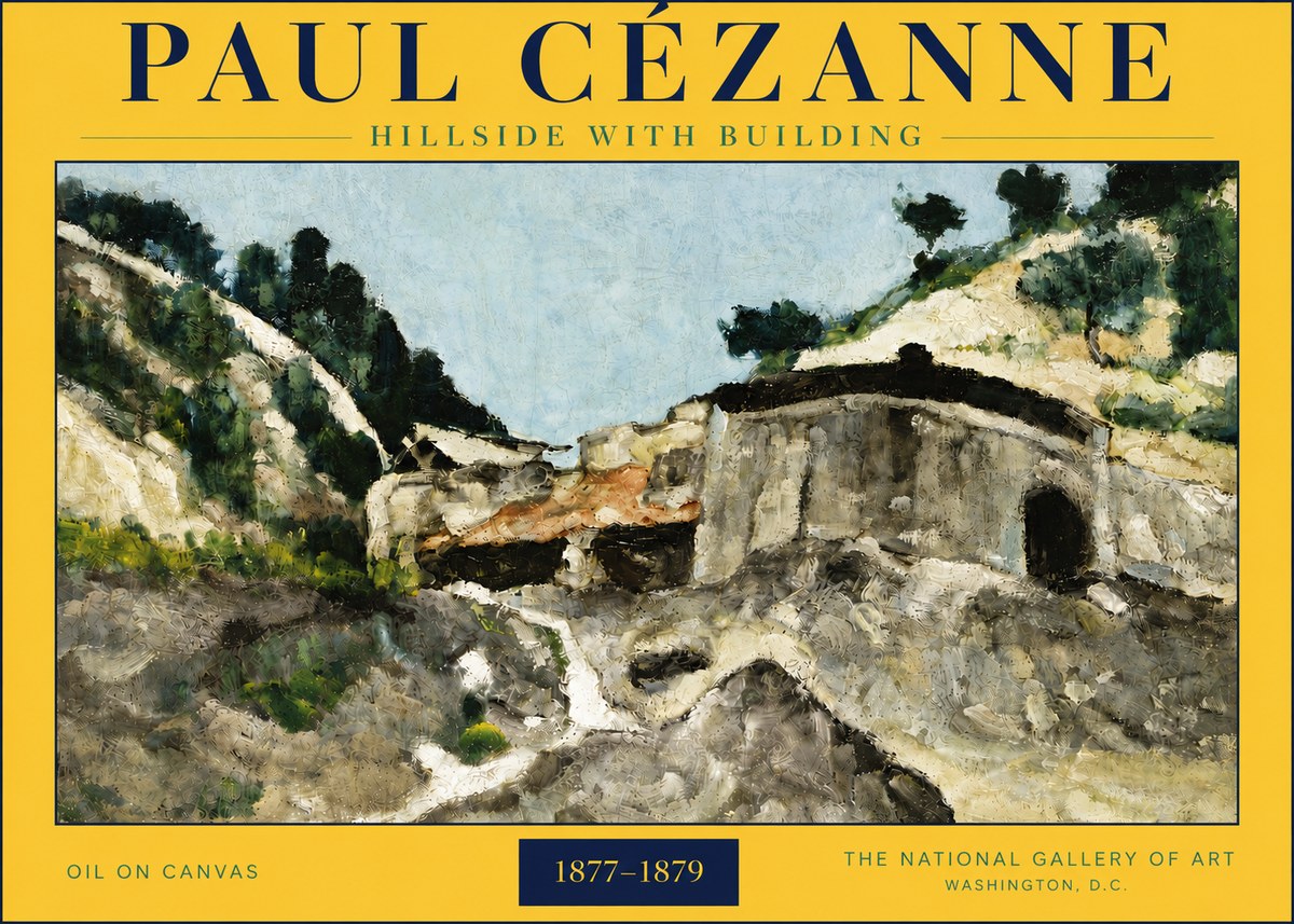 Paul Cézanne Hillside with Building No6 - Plakat