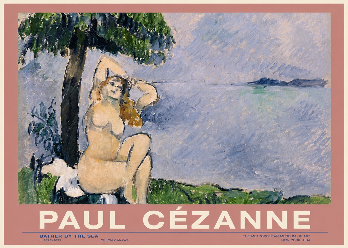 Paul Cézanne Bather by the Sea No3 - Plakat