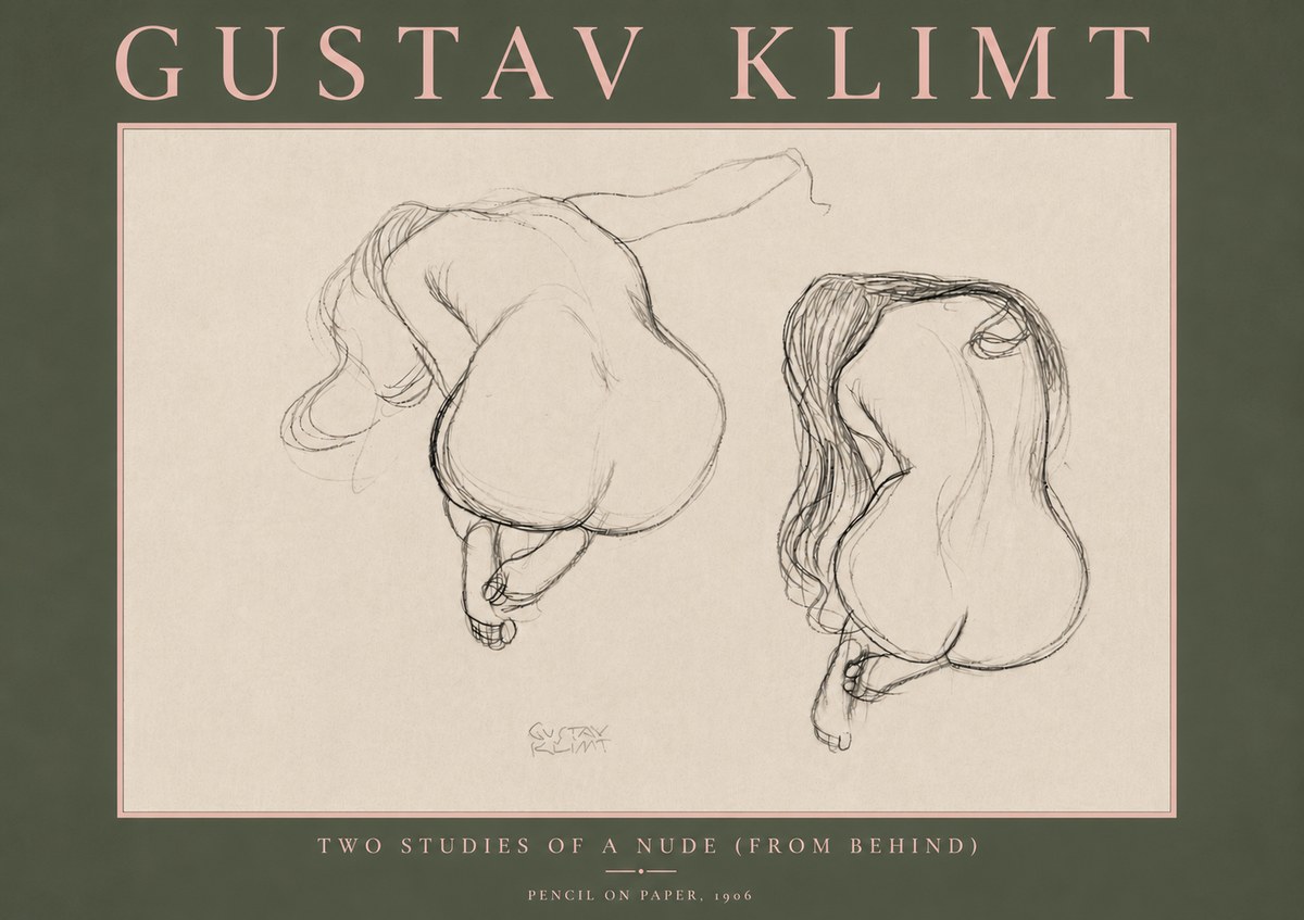 Klimt Two Studies of a Nude (from Behind) No5 - Plakat