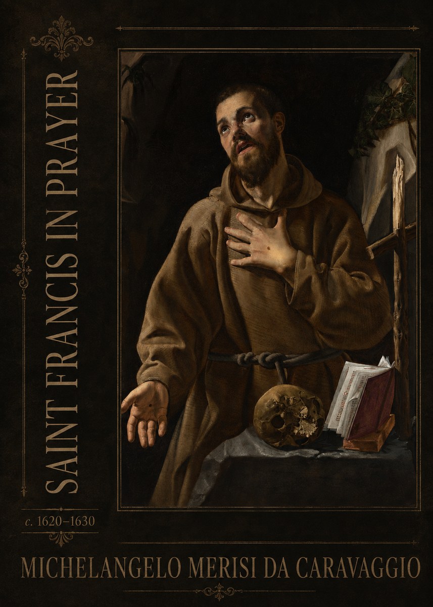 Michelangelo Merisi da Caravaggio Saint Francis in Prayer I No2 - Plakat