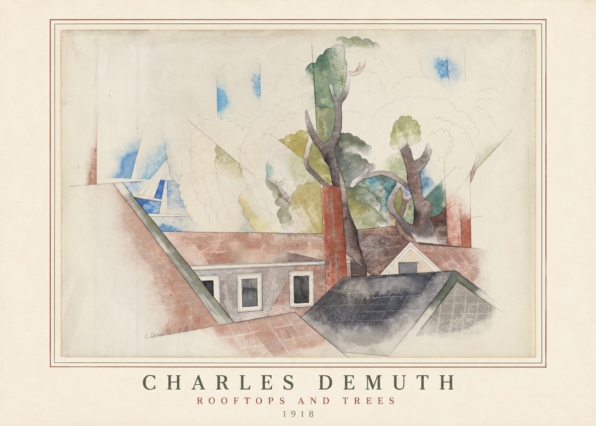 Charles Demuth Rooftops and Trees No3 - Plakat