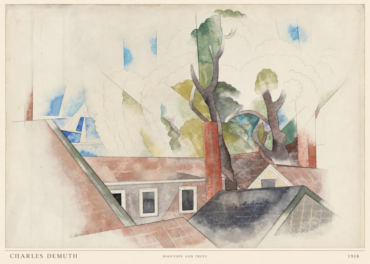 Charles Demuth Rooftops and Trees No6 - Plakat