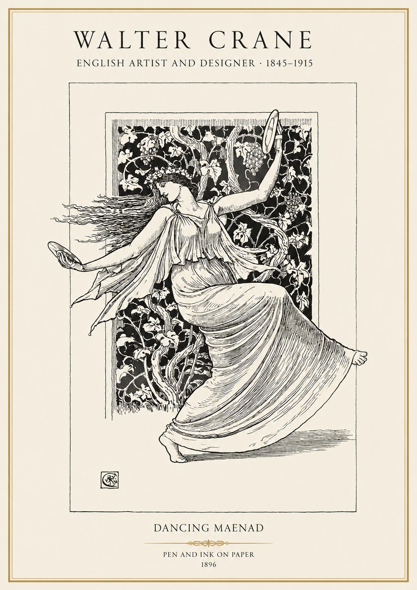 Walter Crane Dancing Maenad No1 - Plakat