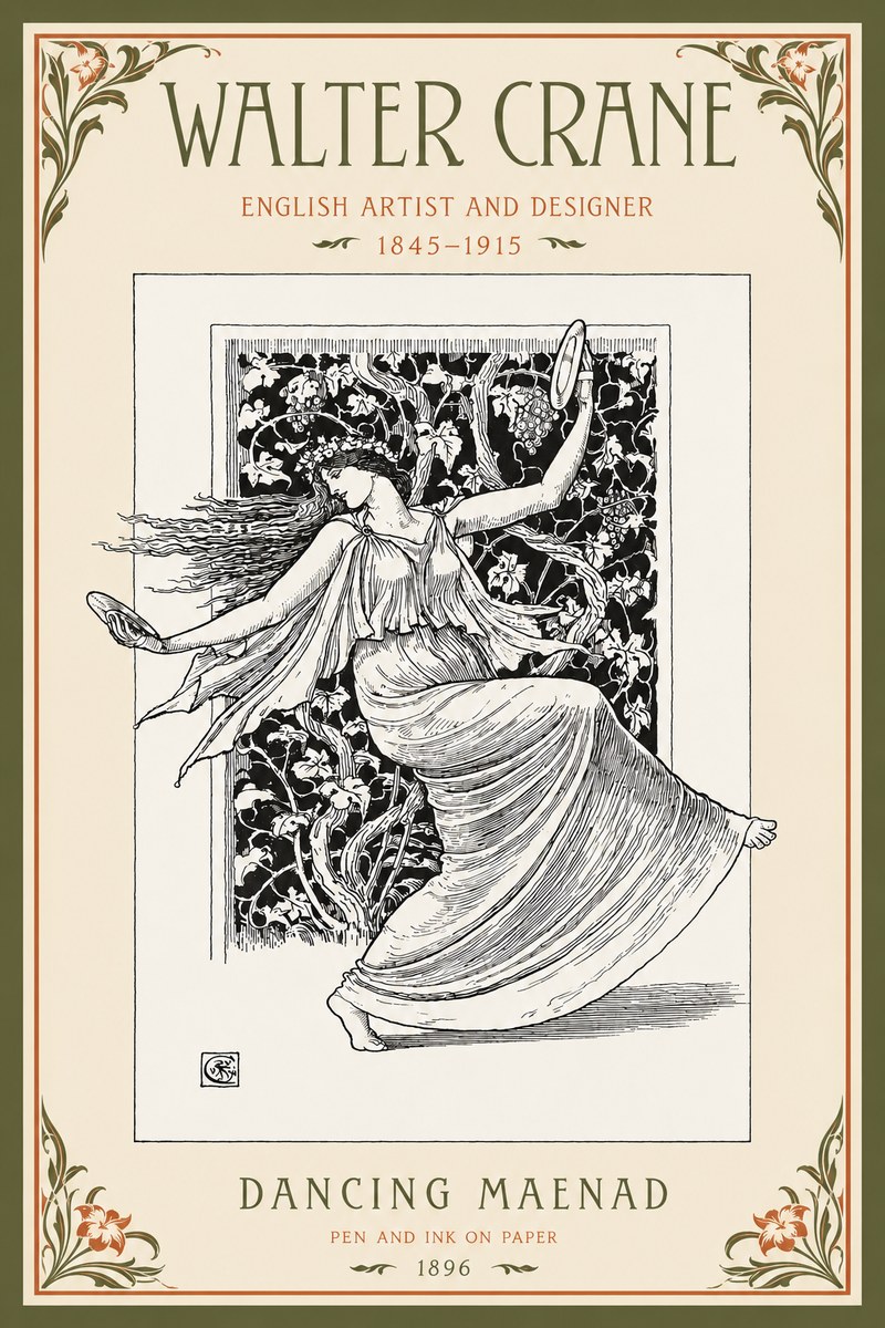 Walter Crane Dancing Maenad No2 - Plakat