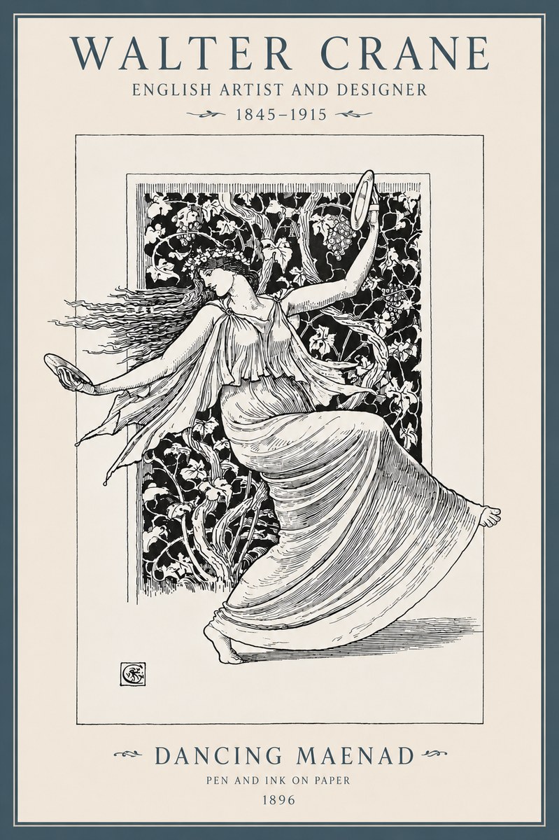 Walter Crane Dancing Maenad No3 - Plakat