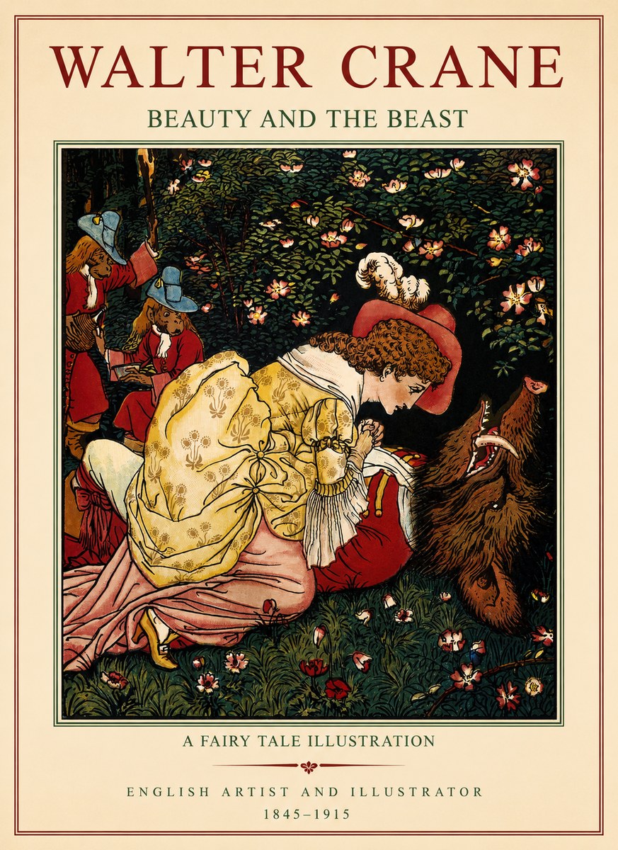 Walter Crane Beauty and the Beast No1 - Plakat