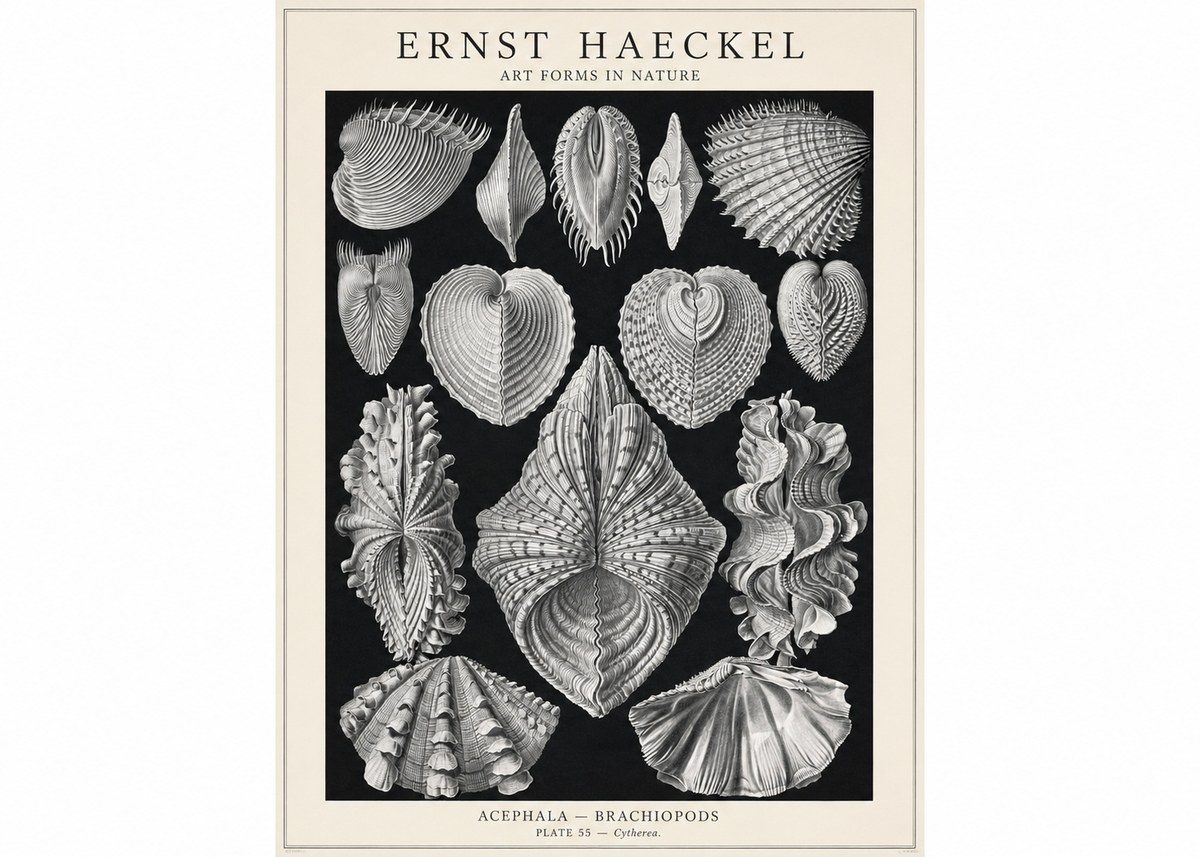 Ernst Haeckel Acephala — Brachiopods Plate 55 — Cytherea. No1 - Plakat
