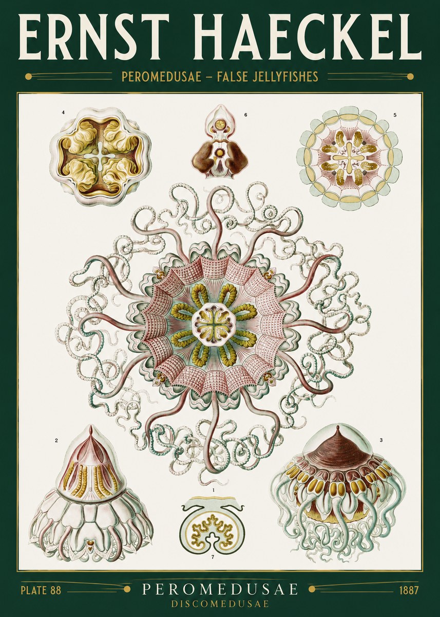 Ernst Haeckel Peromedusae – Discomedusae No2 - Plakat