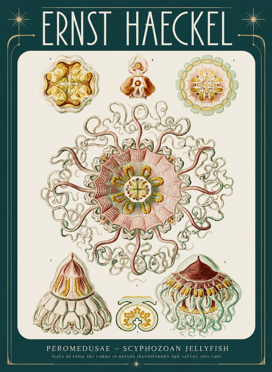 Ernst Haeckel Peromedusae – Discomedusae No4 - Plakat