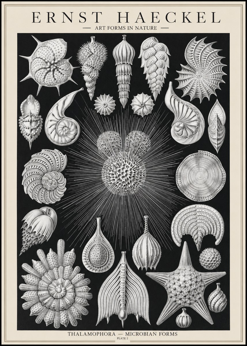 Ernst Haeckel Thalamophora - Microbian Forms - Plate 2 No1 - Plakat