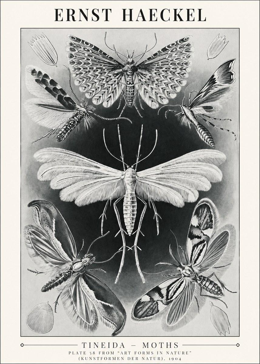 Ernst Haeckel Tineida - Moths No1 - Plakat