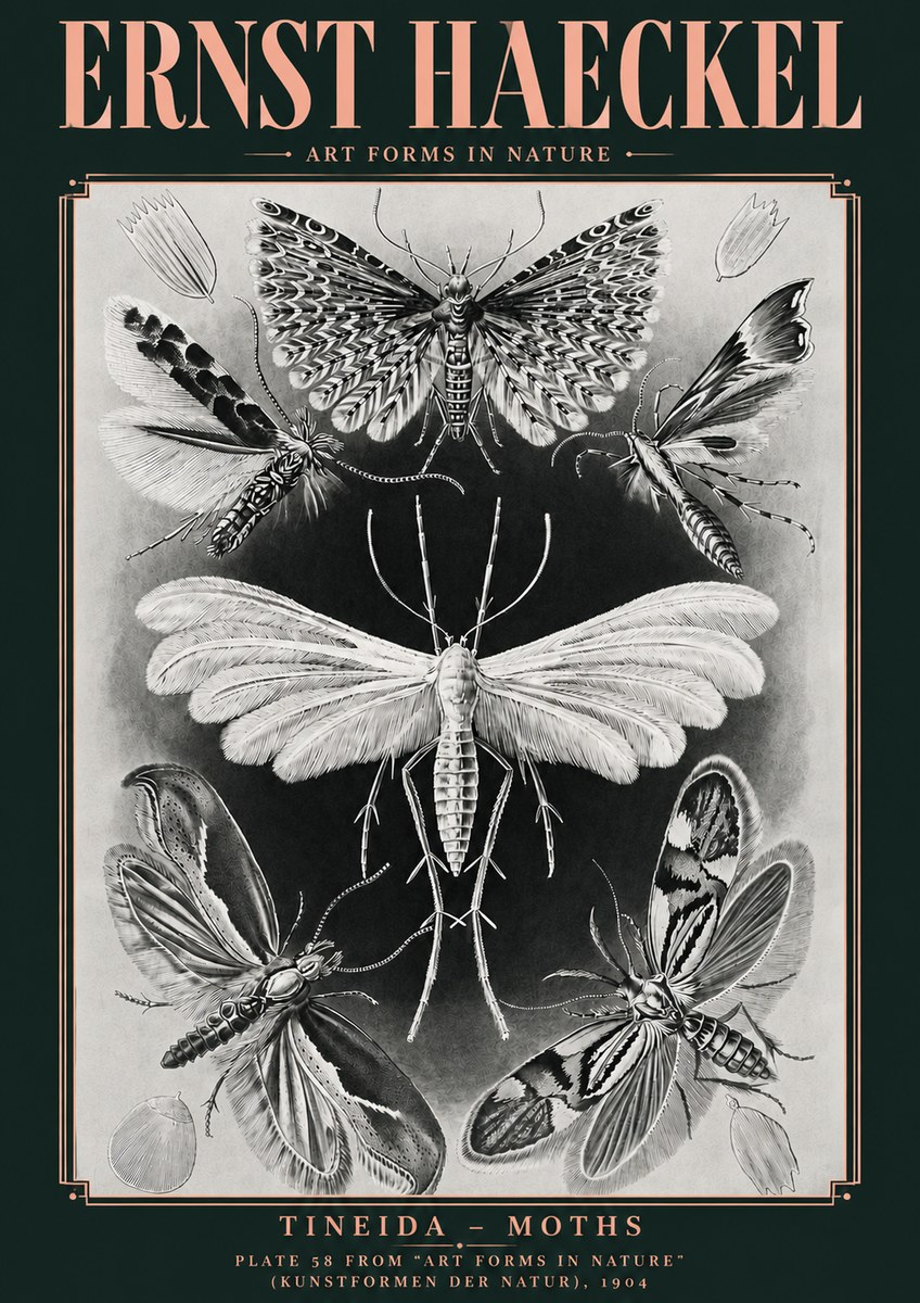 Ernst Haeckel Tineida - Moths No4 - Plakat