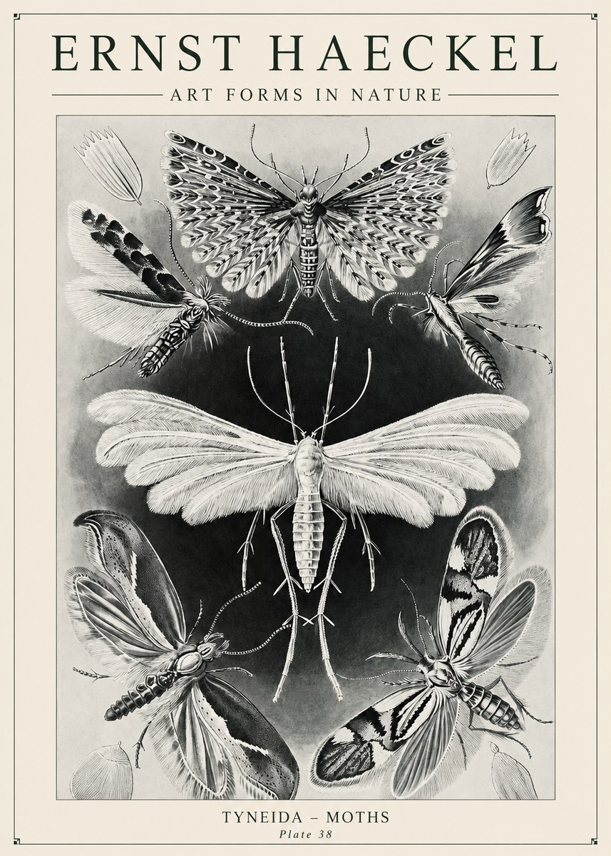 Ernst Haeckel Tineida - Moths No6 - Plakat