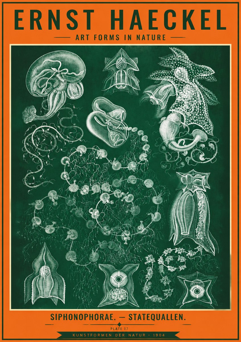 Ernst Haeckel Siphonophorae. — Statequallen. Plate 17 No4 - Plakat