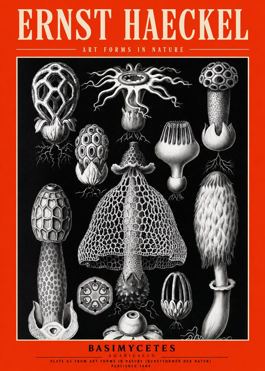 Ernst Haeckel Basimycetes Agaricales No2 - Plakat