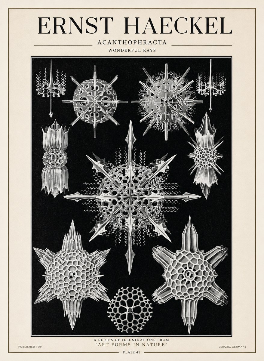 Ernst Haeckel Acanthophracta - Wonderful Rays No1 - Plakat