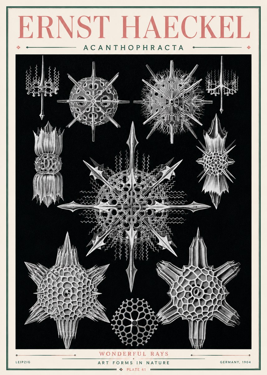 Ernst Haeckel Acanthophracta - Wonderful Rays No3 - Plakat