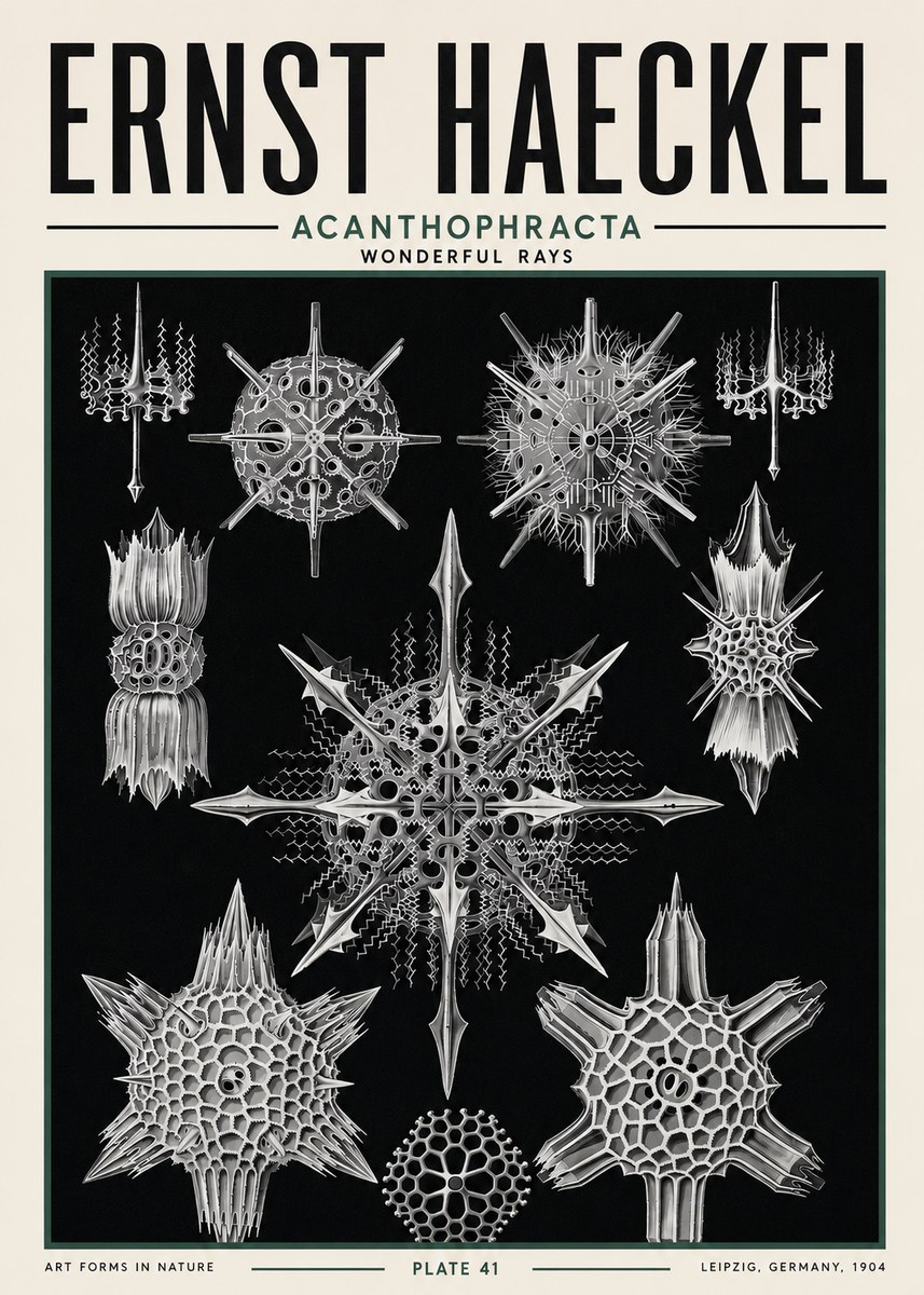 Ernst Haeckel Acanthophracta - Wonderful Rays No5 - Plakat