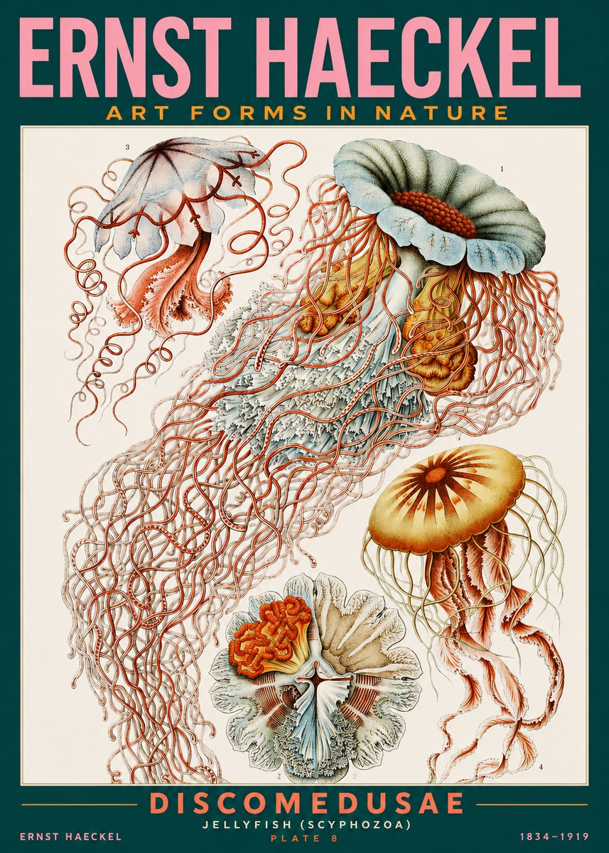 Ernst Haeckel Discomedusae — Jellyfish No2 - Plakat