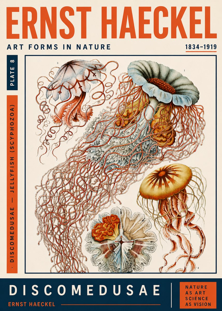 Ernst Haeckel Discomedusae — Jellyfish No5 - Plakat