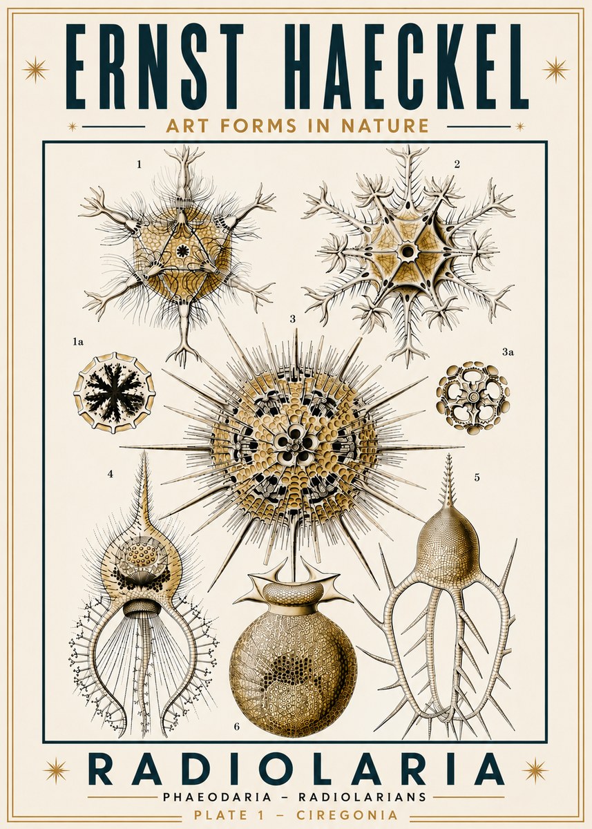 Ernst Haeckel Radiolaria - Plate 1 - Ciregonia No6 - Plakat