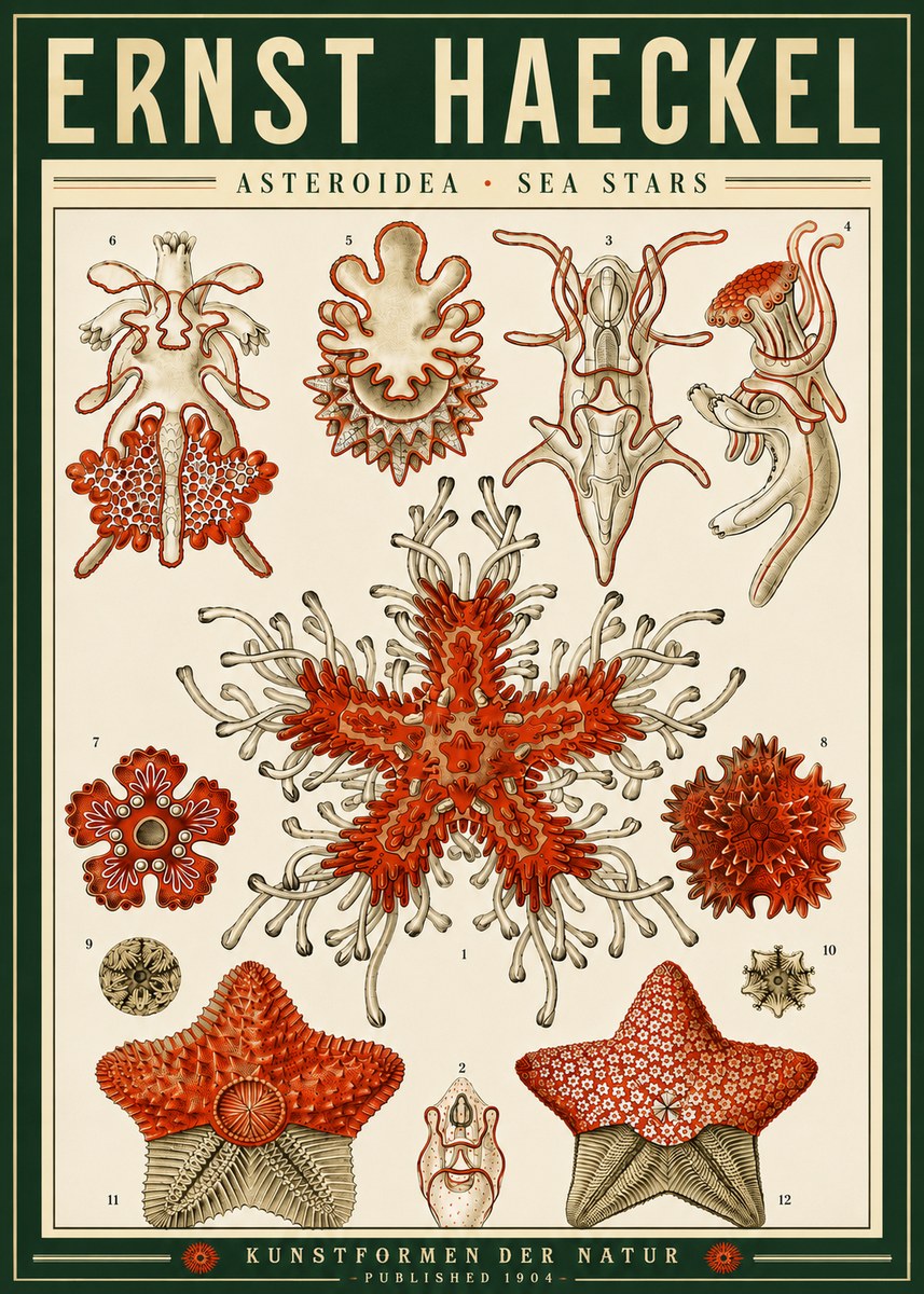 Ernst Haeckel Asteroidea. Sea Stars No4 - Plakat