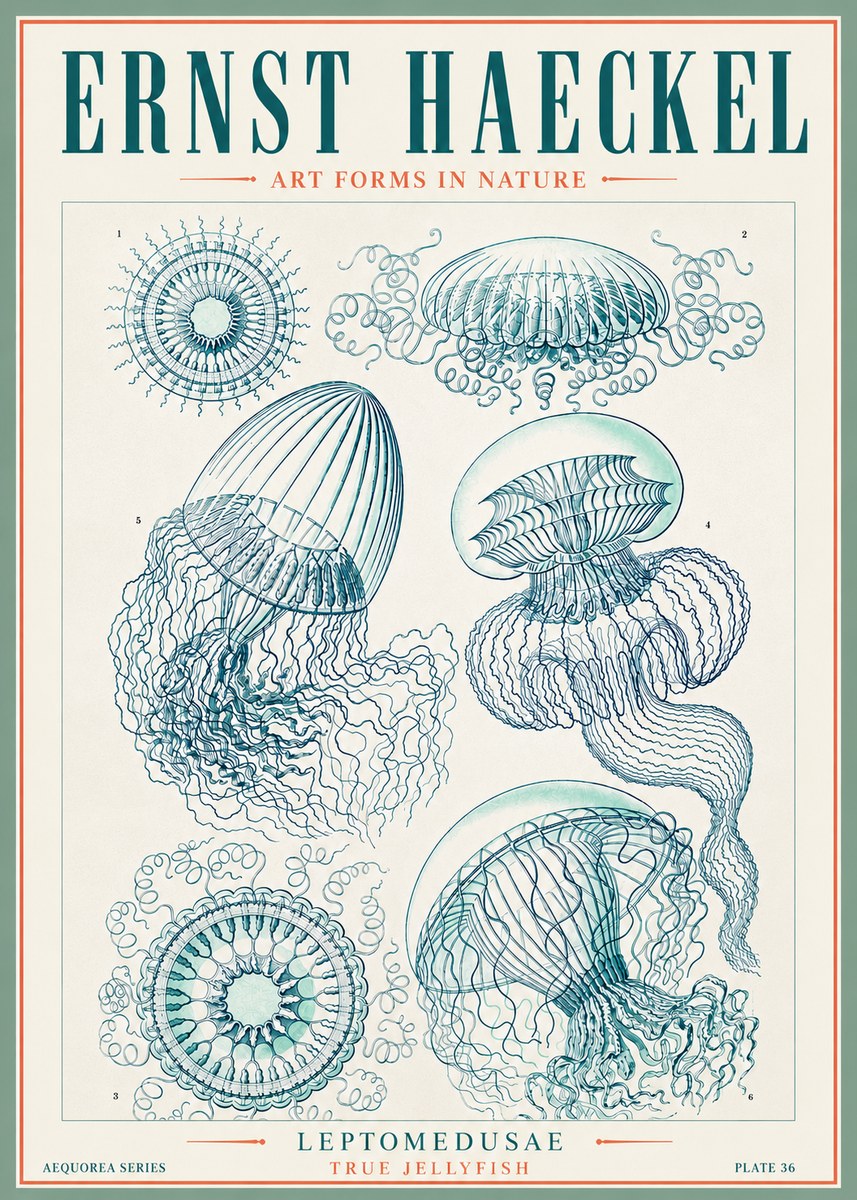 Ernst Haeckel Leptomedusae True Jellyfish No3 - Plakat