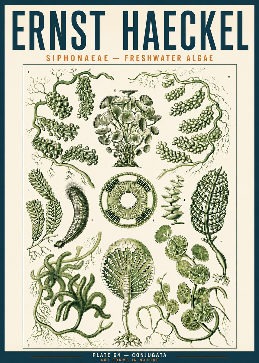 Ernst Haeckel Siphonaceae - Freshwater Algae No3 - Plakat