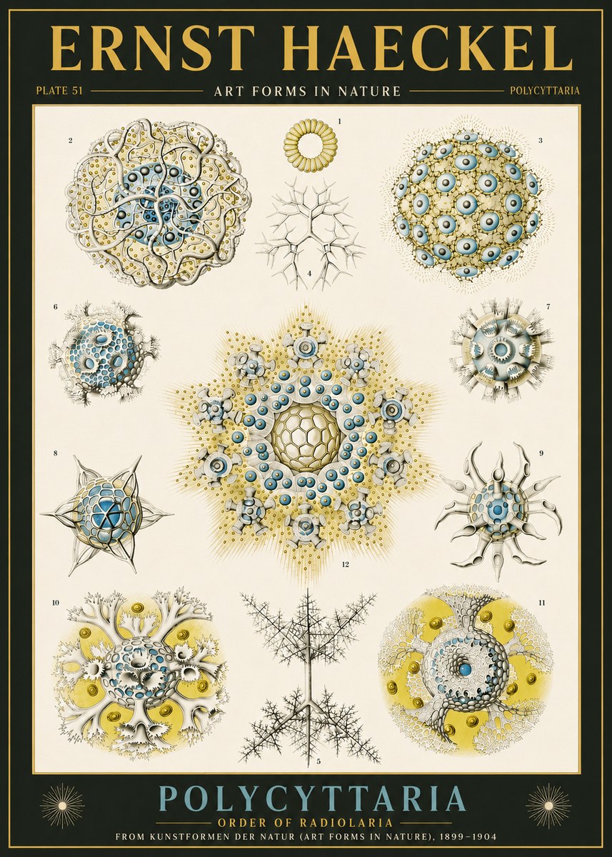 Ernst Haeckel Polycyttaria – Order of Radiolaria No6 - Plakat