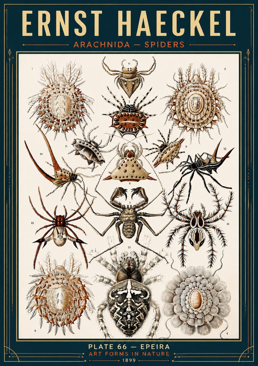 Ernst Haeckel Arachnida — Spiders No6 - Plakat