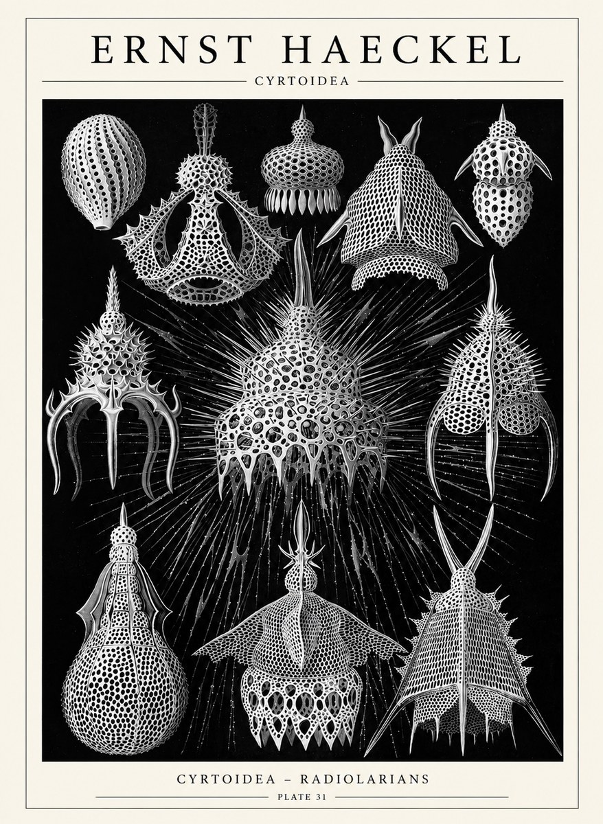 Ernst Haeckel Cyrtoidea - Starry Radiolarians No6 - Plakat