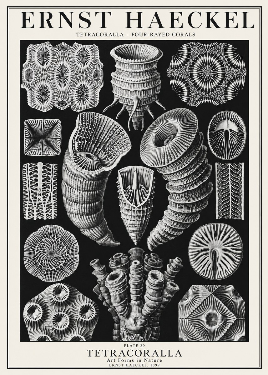Ernst Haeckel Tetracoralla - Four-rayed Corals No1 - Plakat