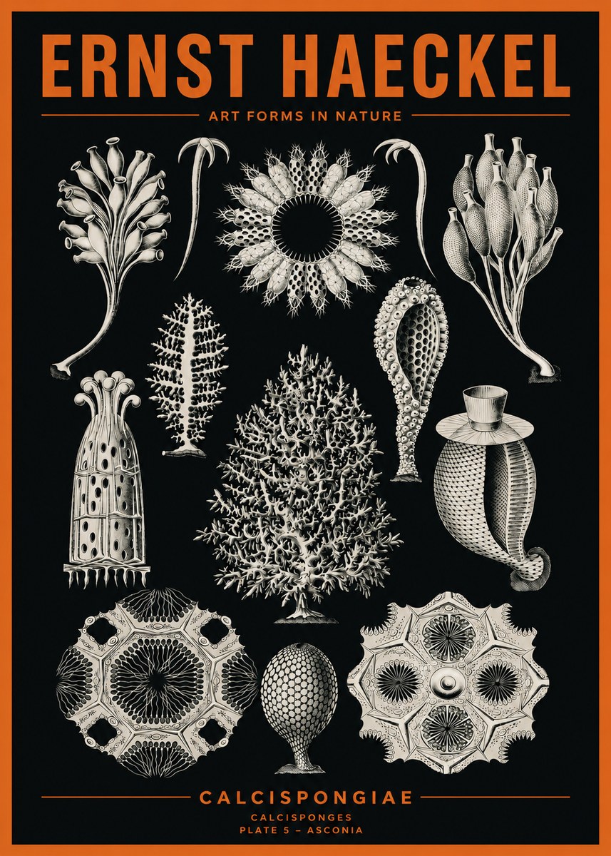 Ernst Haeckel Calcispongiae - Calcisponiges - Plate 5 - Asconia No2 - Plakat