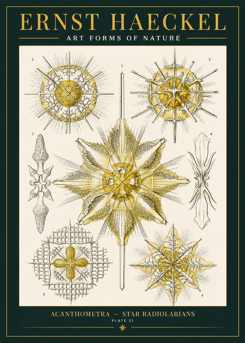 Ernst Haeckel Acanthometra - Star Radiolarians No2 - Plakat
